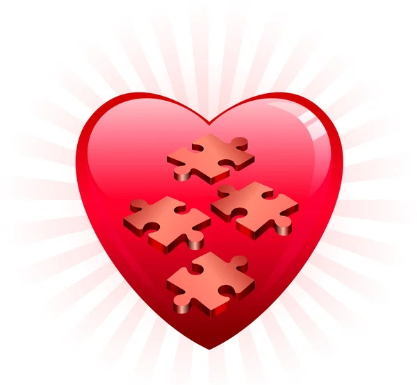 Tamamlanmamış kalp puzle — Stok Vektör