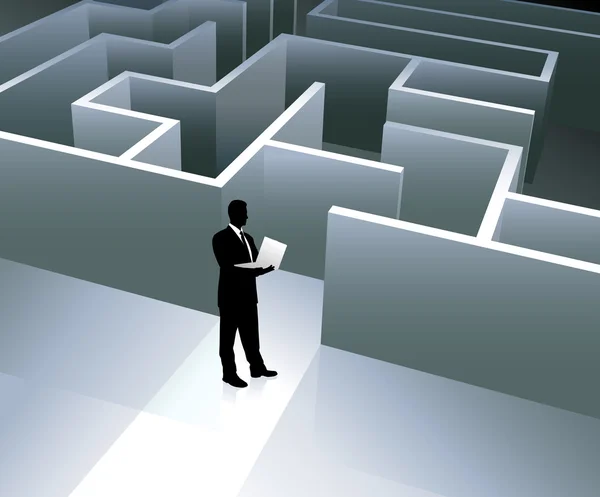 Üzletember internetes háttér a labirintus — Stock Vector