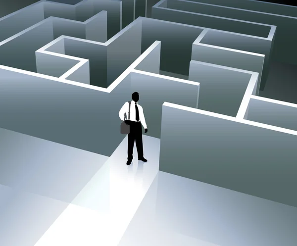 Üzletember internetes háttér a labirintus — Stock Vector