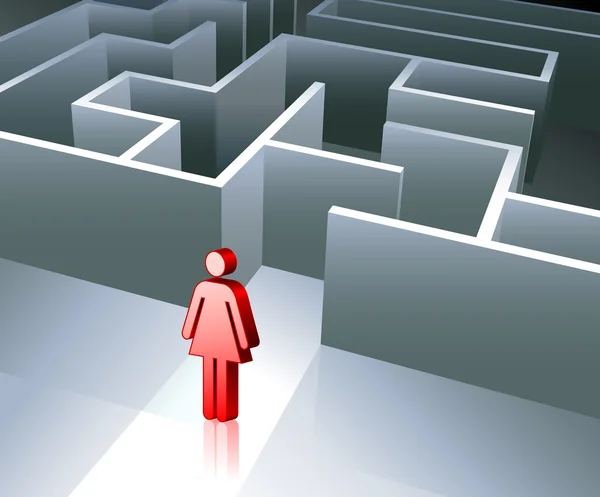 Business figura di genere su sfondo labirinto — Vettoriale Stock