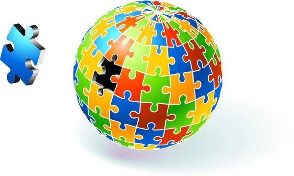 Incompleto Multi colorido Globo Puzzle — Vetor de Stock