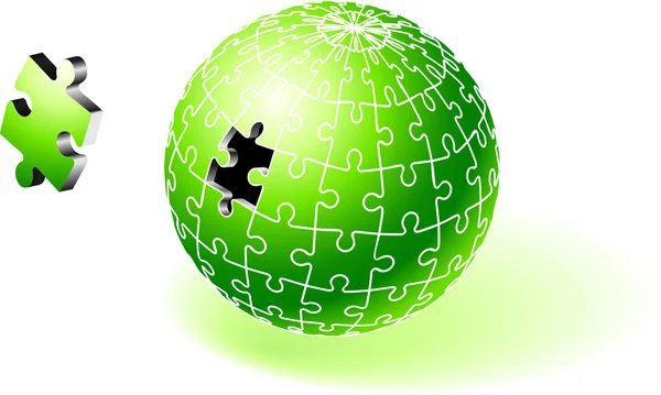 Incompleto Green Globe Puzzle — Vetor de Stock