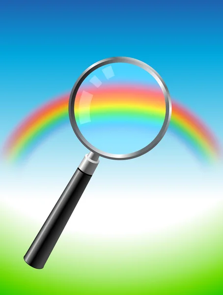 Kleurrijke regenboog onder Vergrootglas — Stockvector