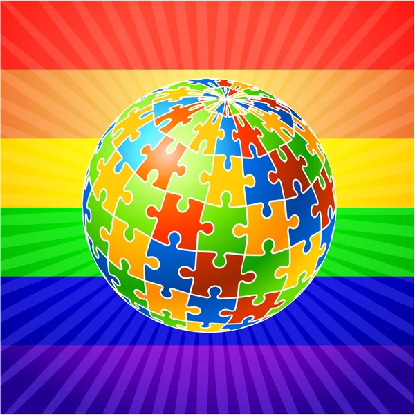 Globe Puzzle a homoszexuálisok jogaiért — Stock Vector
