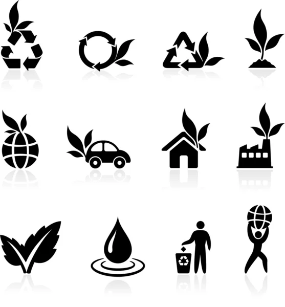 Zieleńszy środowisko ikona kolekcja — Wektor stockowy