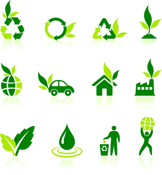 Icone della natura verde — Vettoriale Stock