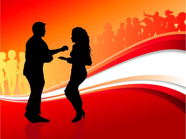 Сексуальная молодая пара танцует на фоне летней вечеринки — стоковый вектор