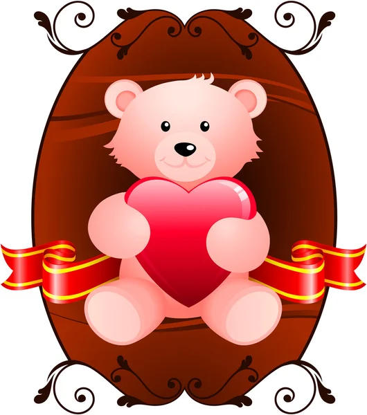 泰迪熊浪漫情人节设计背景 — 图库矢量图片