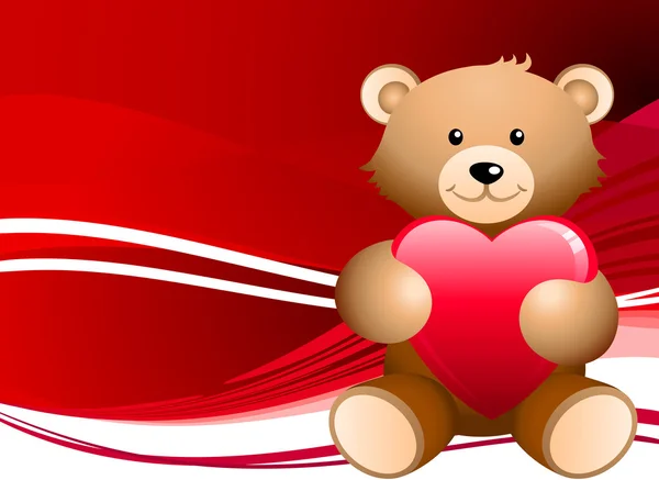 Плюшевий ведмедик романтичний день Святого Валентина дизайн фону — стоковий вектор