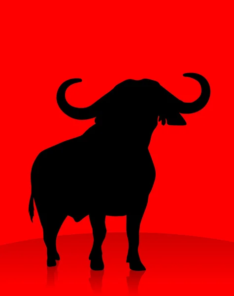 Býk na červený bakcground — Stockový vektor