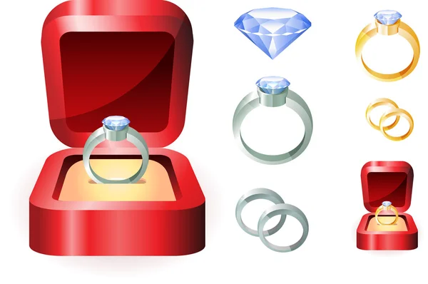 Zestaw pierścień diament — Wektor stockowy