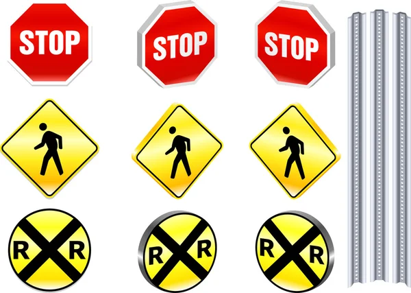 Znaki drogowe ostrzegawcze — Wektor stockowy
