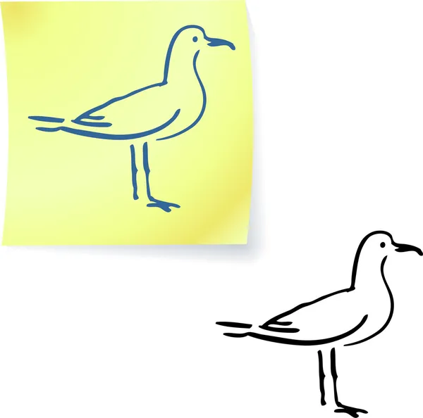 Seagull on post it notes — Stock Vector