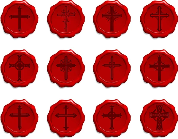 Religious Cross Wax Seal Set — Stock Vector