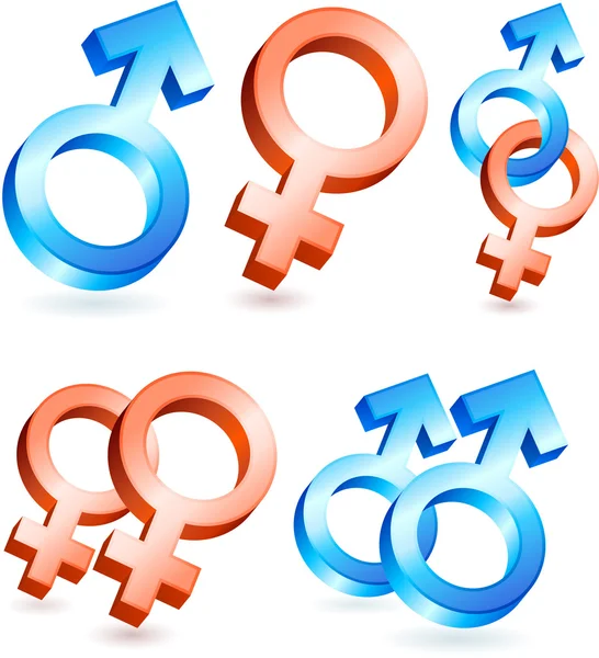 Símbolos de género masculino e feminino — Vetor de Stock