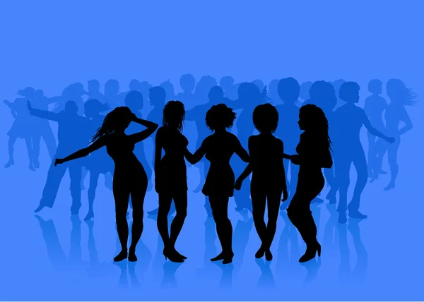 Sexiga unga kvinnor på blå bakgrund — Stock vektor
