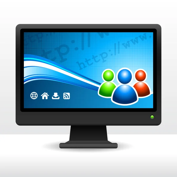 Computador Desktop Monitor — Vetor de Stock