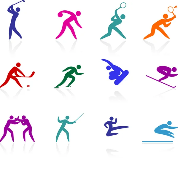 Collezione di icone sportive competitive e olimpiche — Vettoriale Stock