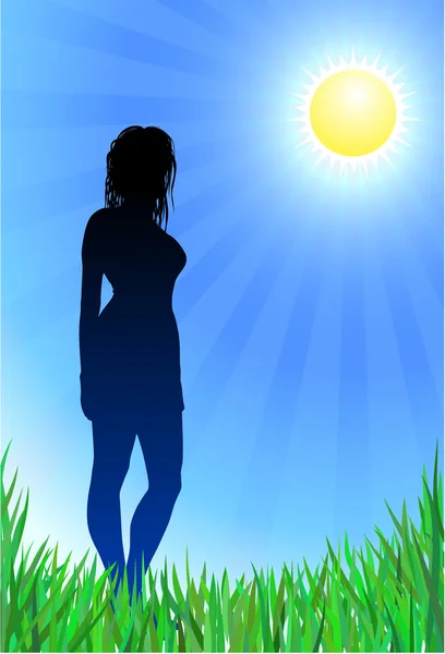 Sexy girl on summer background — Stock Vector