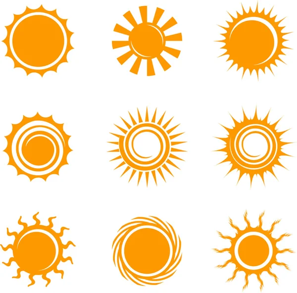 Icone del sole — Vettoriale Stock