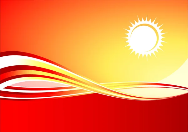 붉은 뜨거운 태양 배경 — 스톡 벡터