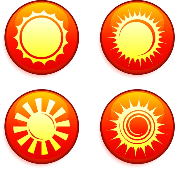 Ícones de sol em botões de Internet —  Vetores de Stock
