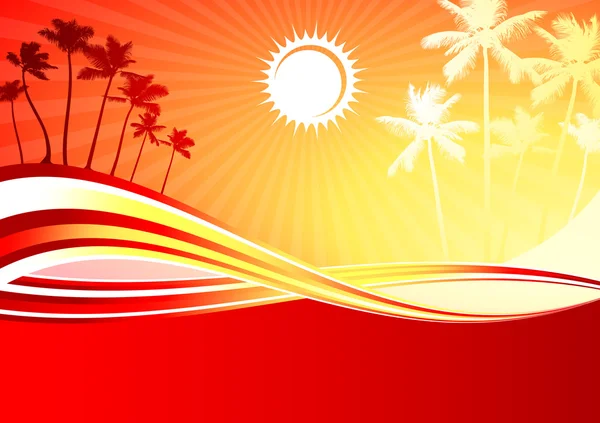 Slunečný den s palmami — Stockový vektor