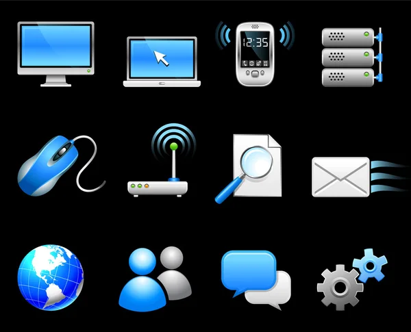 Raccolta icone della tecnologia di comunicazione — Vettoriale Stock