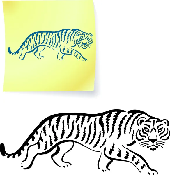 Tigre dessin sur poteau il note — Image vectorielle