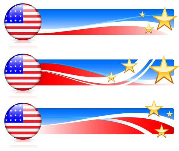 Американський прапор іконку з банерів — стоковий вектор