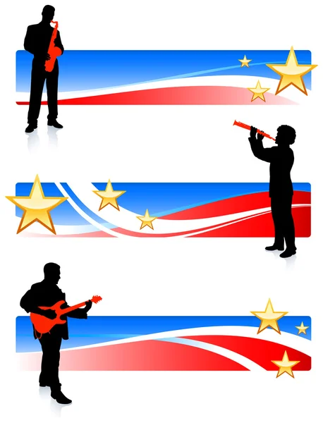 Musical Band with Patriotic Banners — Stock Vector
