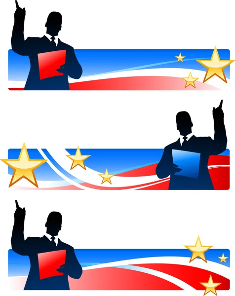Exécutif avec bannières patriotiques — Image vectorielle