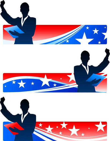Executive üzletasszonyok hazafias zászlók — Stock Vector
