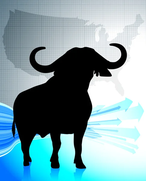 Bull on United States background — Stock Vector