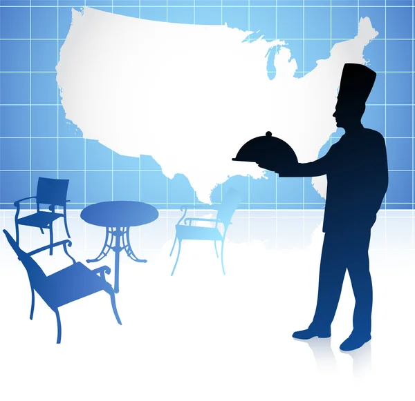 Chef com mapa dos Estados Unidos —  Vetores de Stock
