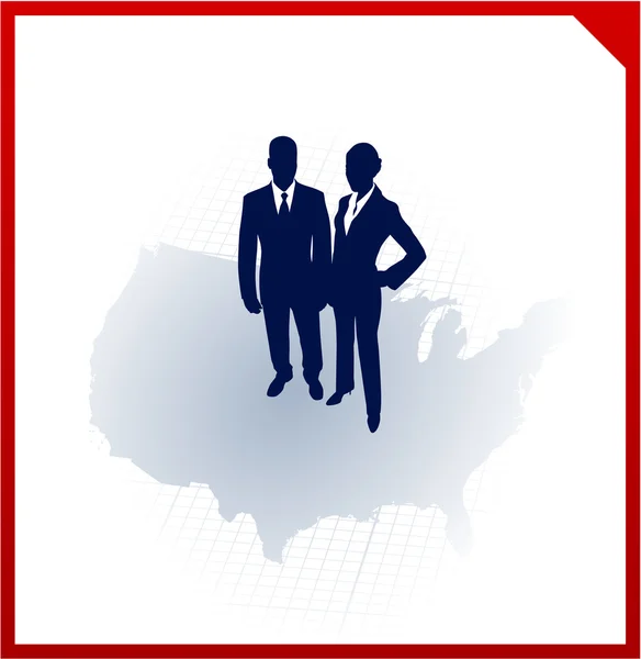 Business team silhouettes on corporate elegance background — Stock Vector