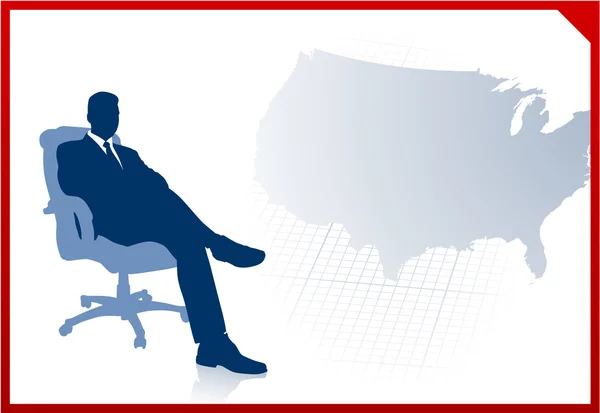 Business Executive sur fond de carte US — Image vectorielle