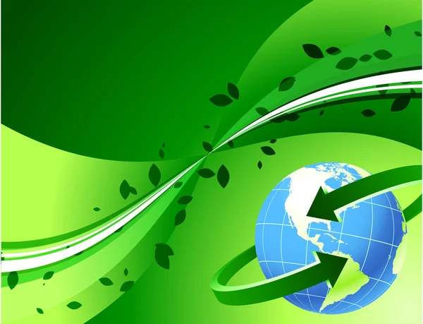 Globus auf grünem Hintergrund — Stockvektor