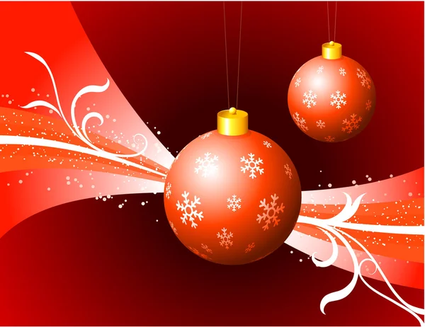 Christmas Ornaments on Red Holiday Background — Stock Vector