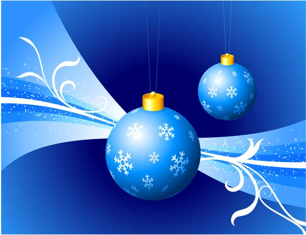 Blue Ornaments on Abstract Holiday Background — Stock Vector
