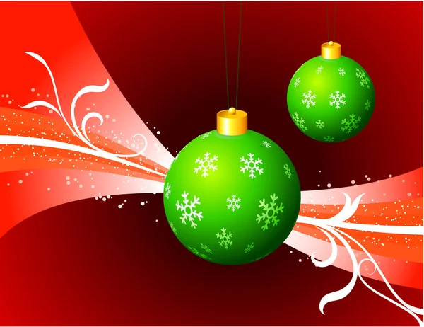 Christmas Ornaments on Red Holiday Background — Stock Vector