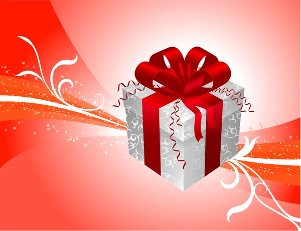 Gift on red Background — Stock Vector