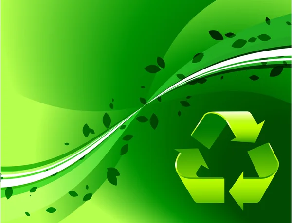 Recycling-Symbol auf grünem Hintergrund — Stockvektor