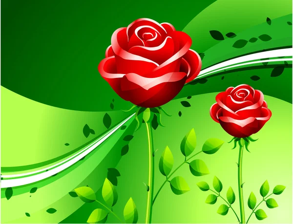 Rosas sobre fondo verde — Vector de stock