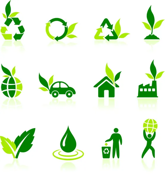Green Nature Icons — Stock Vector