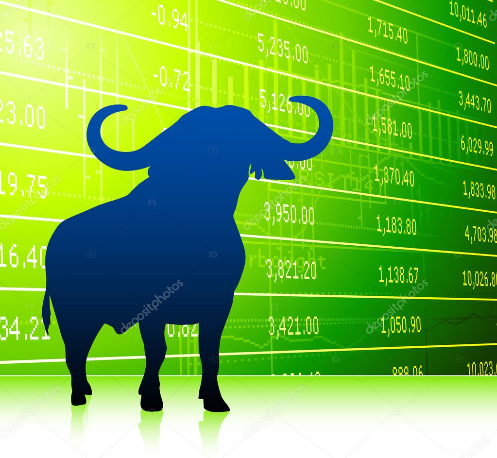 Bull on stock market background — Stock Vector © iconspro #6030018