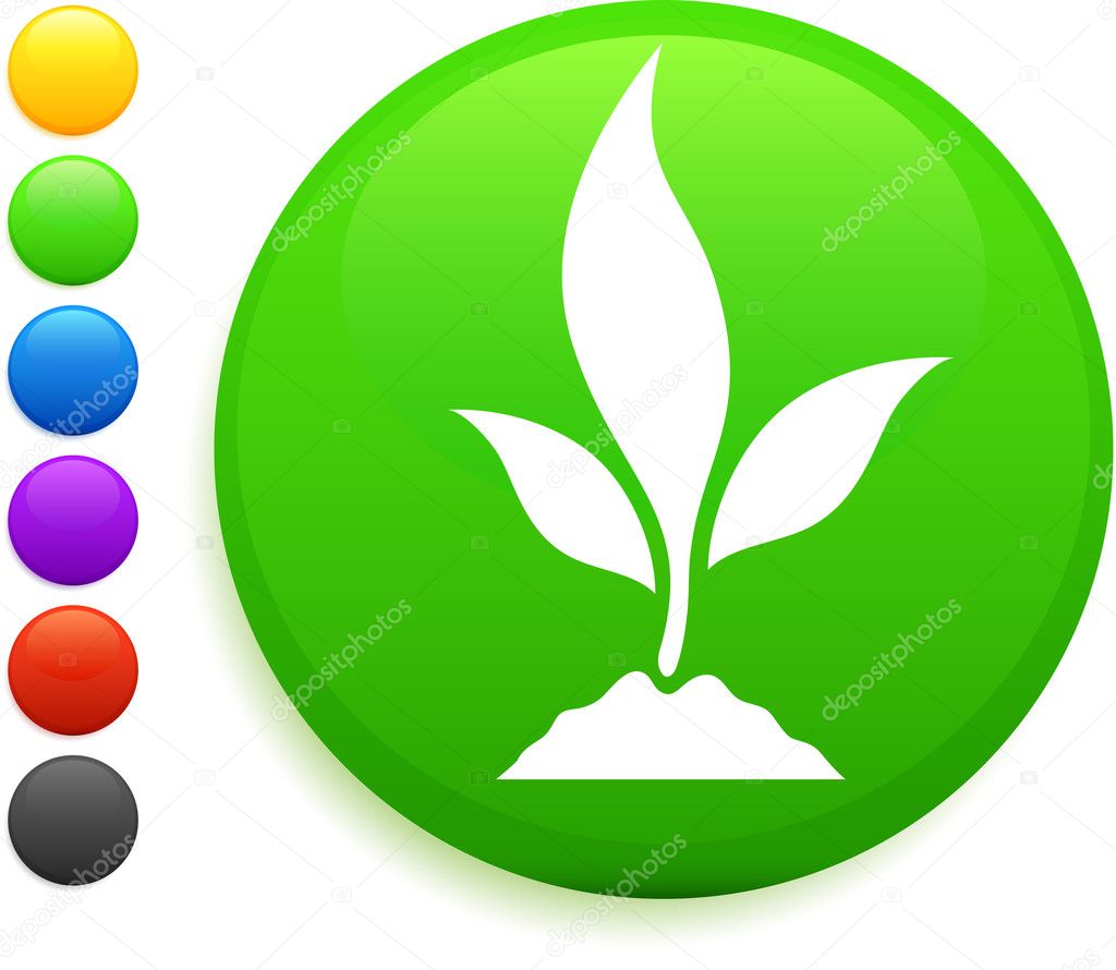 plant icon on round internet button