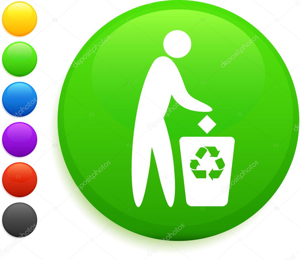 recycle icon on round internet button