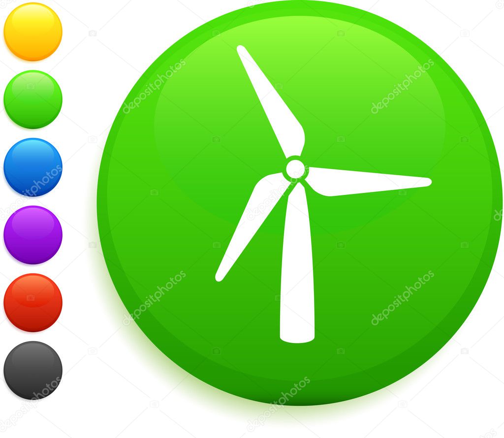 wind turbine icon on round internet button