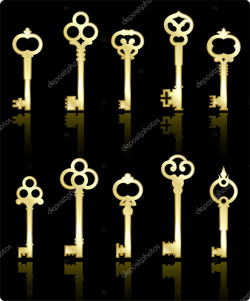Antique keys collection Stock Vector by ©iconspro 6030681